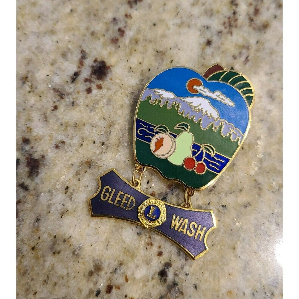 Vintage Gleed Washington Apple Mountain Ranier? Fruit Lion's Club Pin